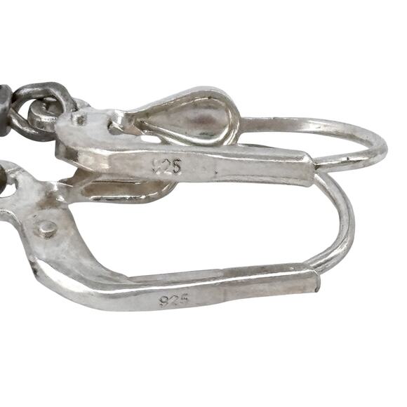 Estate Sterling Silver 925 Geometric Crystal Leverback Earrings - Picture 5 of 7